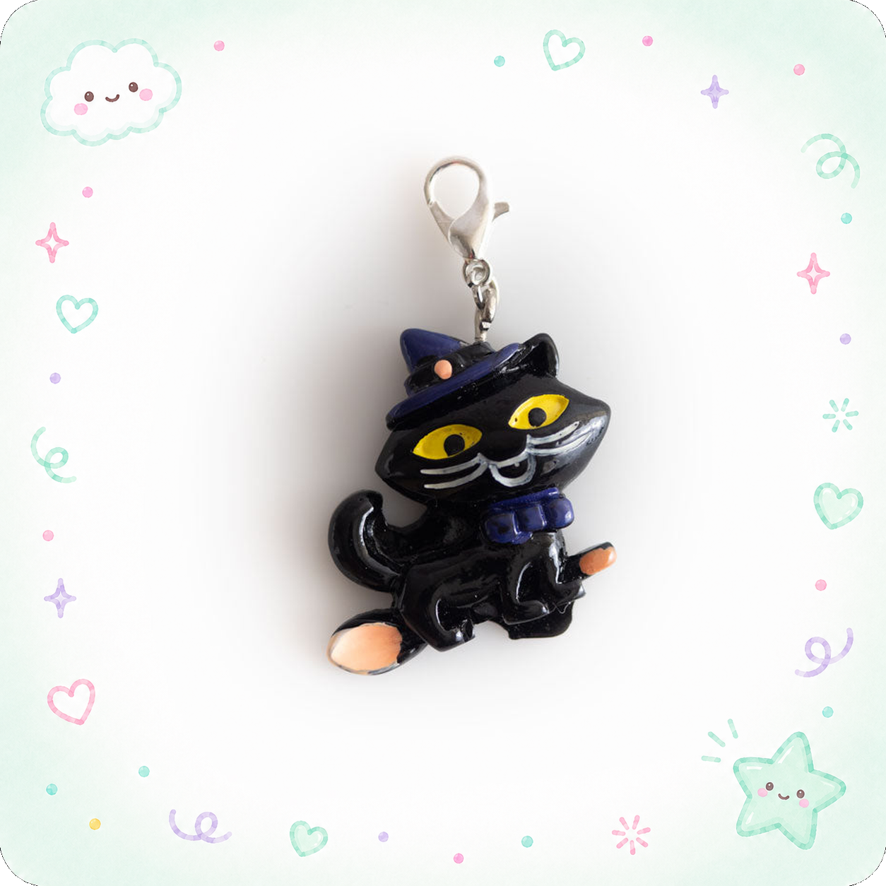 Witch Cat Charm Badge Reel Add-on - - Topperswap