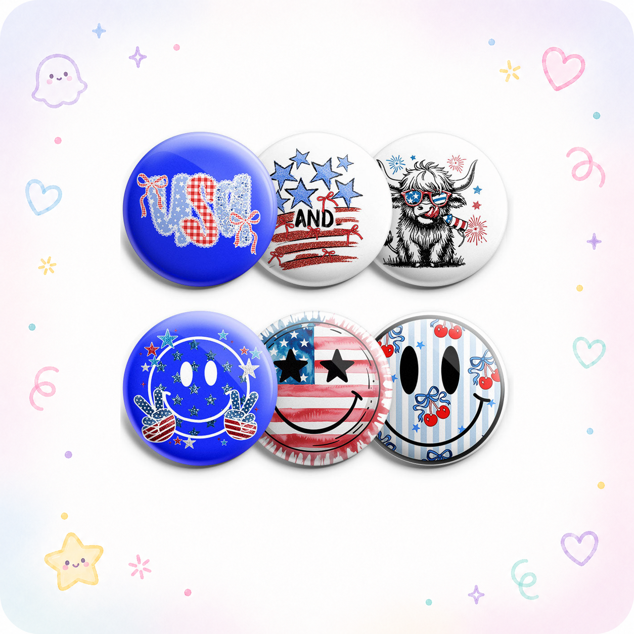 Star-Spangled Smiles Topper 6-Pack (Save 15%) - - Topperswap