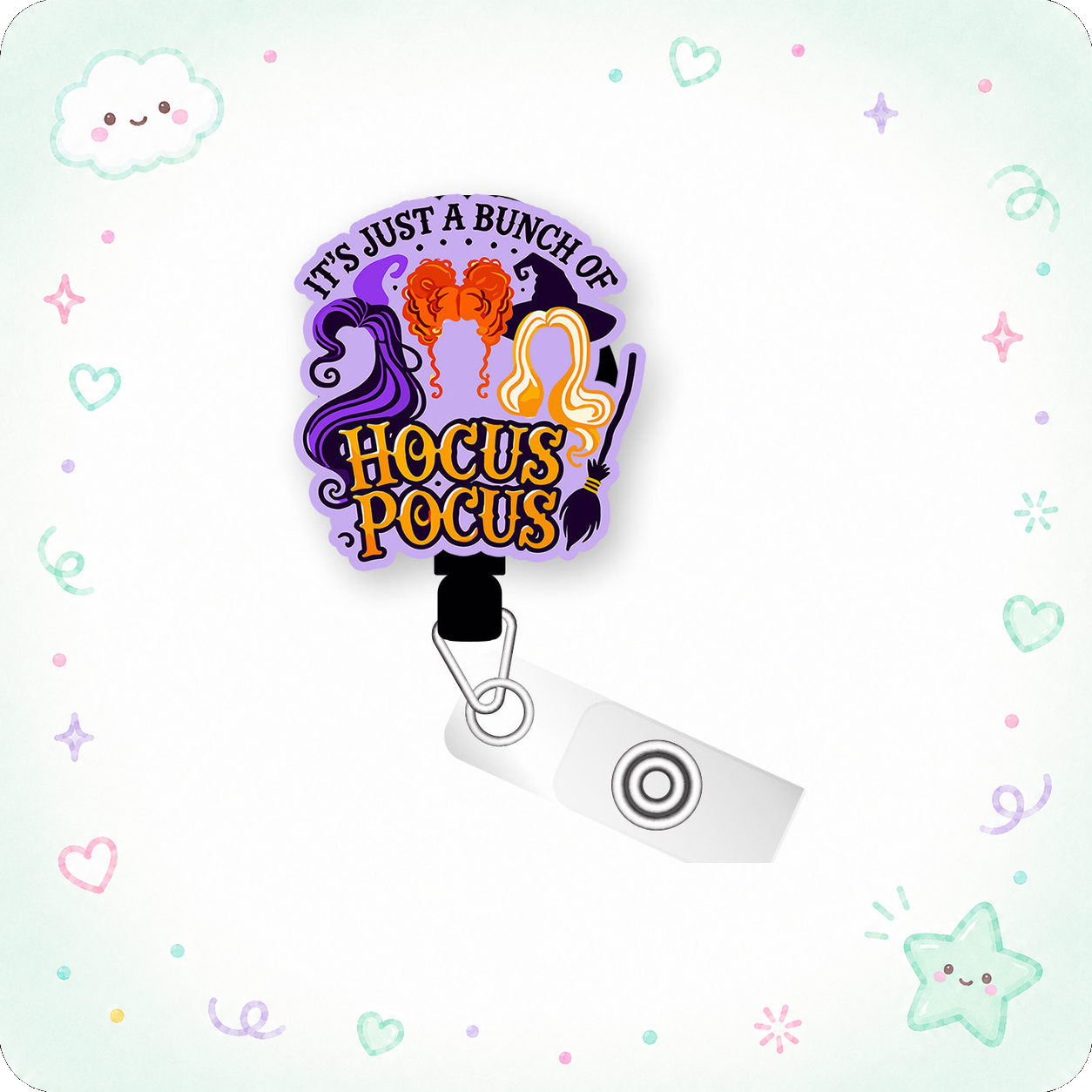 Three Sisters Spells Pop Topper Swapfinity Retractable ID Badge Reel - - Topperswap