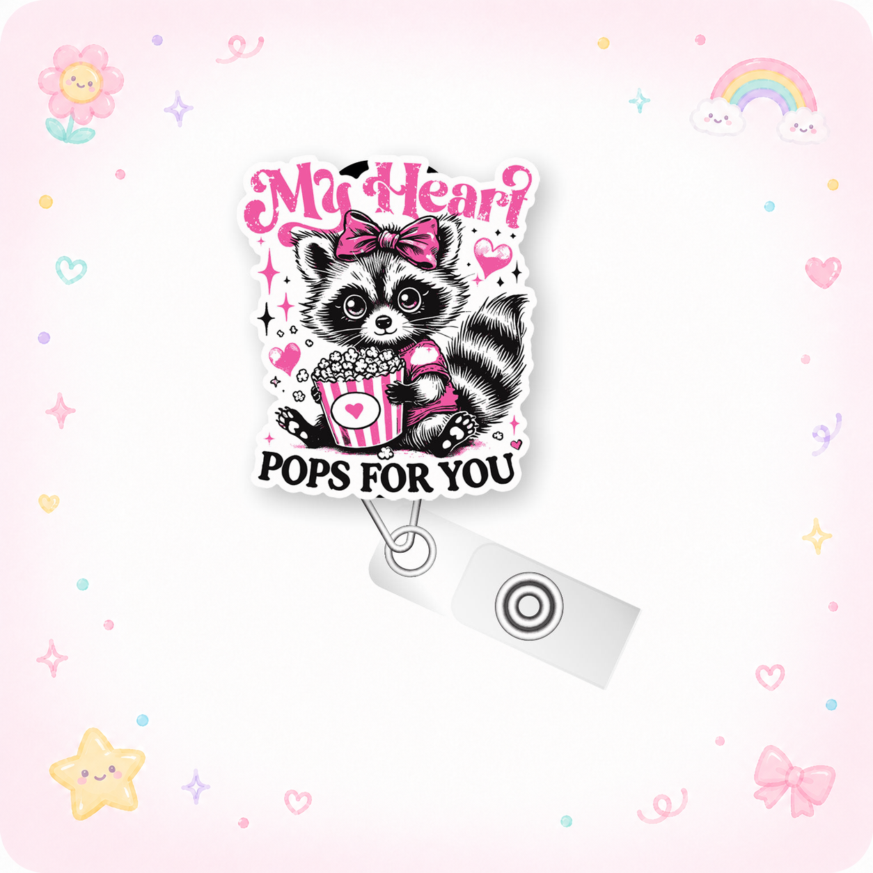 My Heart Pops for You Pop Topper Swapfinity Retractable ID Badge Reel - - Topperswap