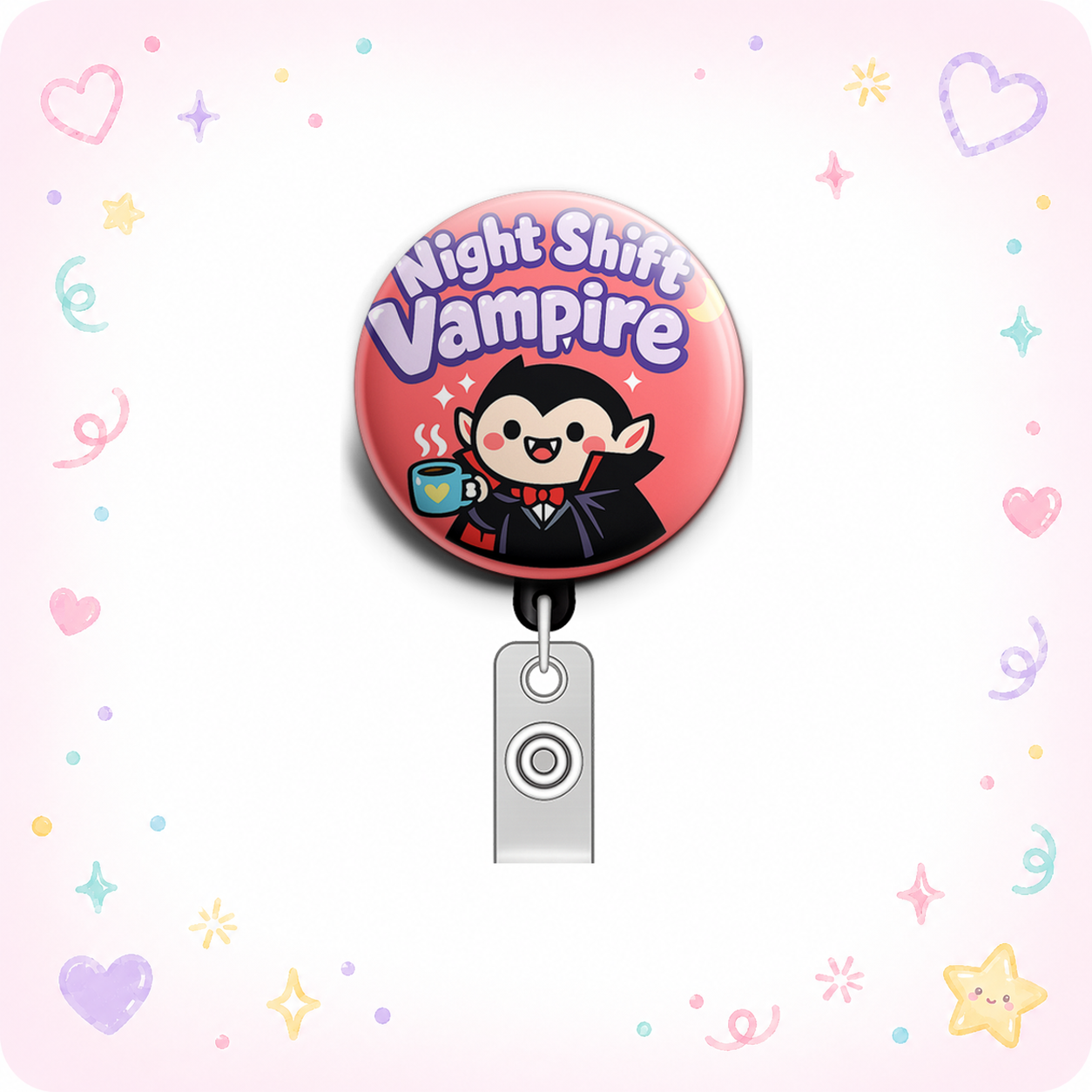 Night Shift Vampire Swapfinity Retractable ID Badge Reel - - Topperswap