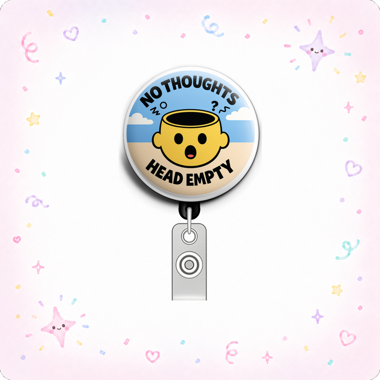 No Thoughts Head Empty Swapfinity Retractable ID Badge Reel - - Topperswap