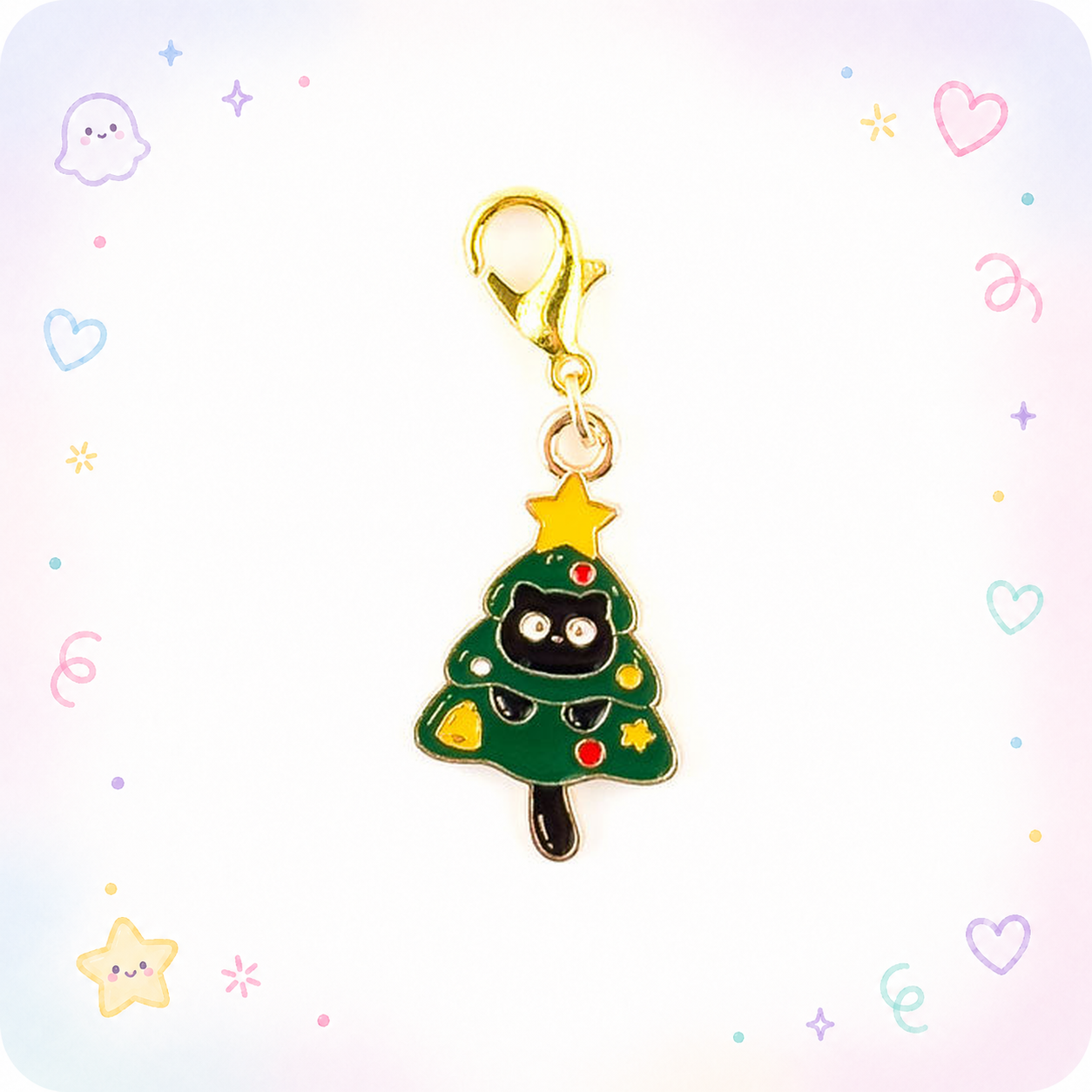 Festive Christmas Tree Kitty Charm Swapfinity Badge Reel Add-on - - Topperswap