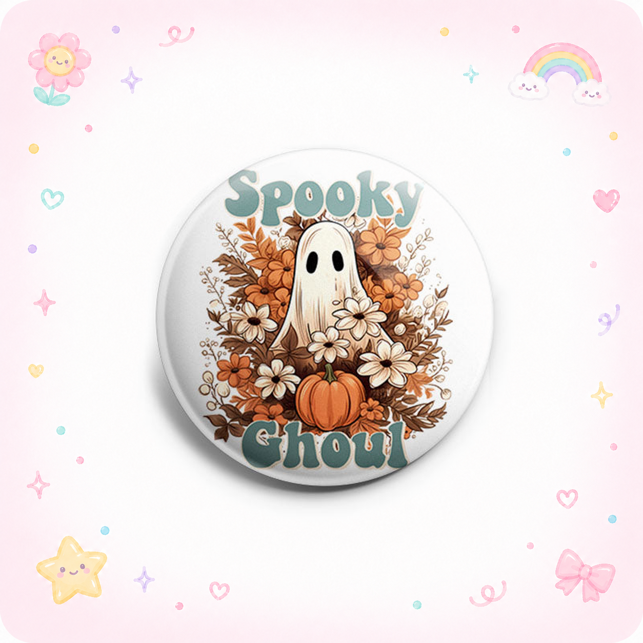 Spooky Ghoul Flowers and Pumpkins Topper - - Topperswap