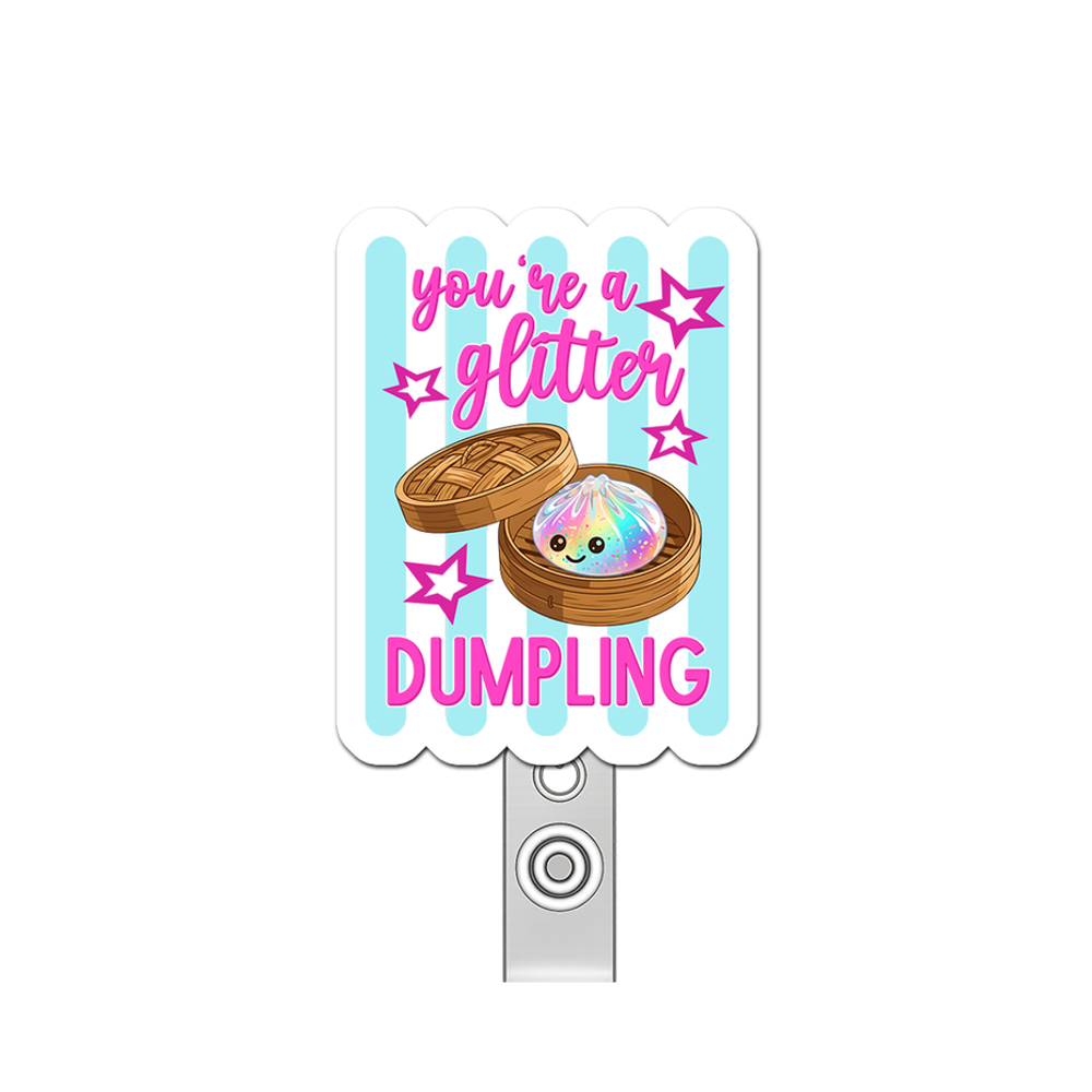 Glitter Dumpling Diva Pop Topper Swapfinity Retractable ID Badge Reel - - Topperswap