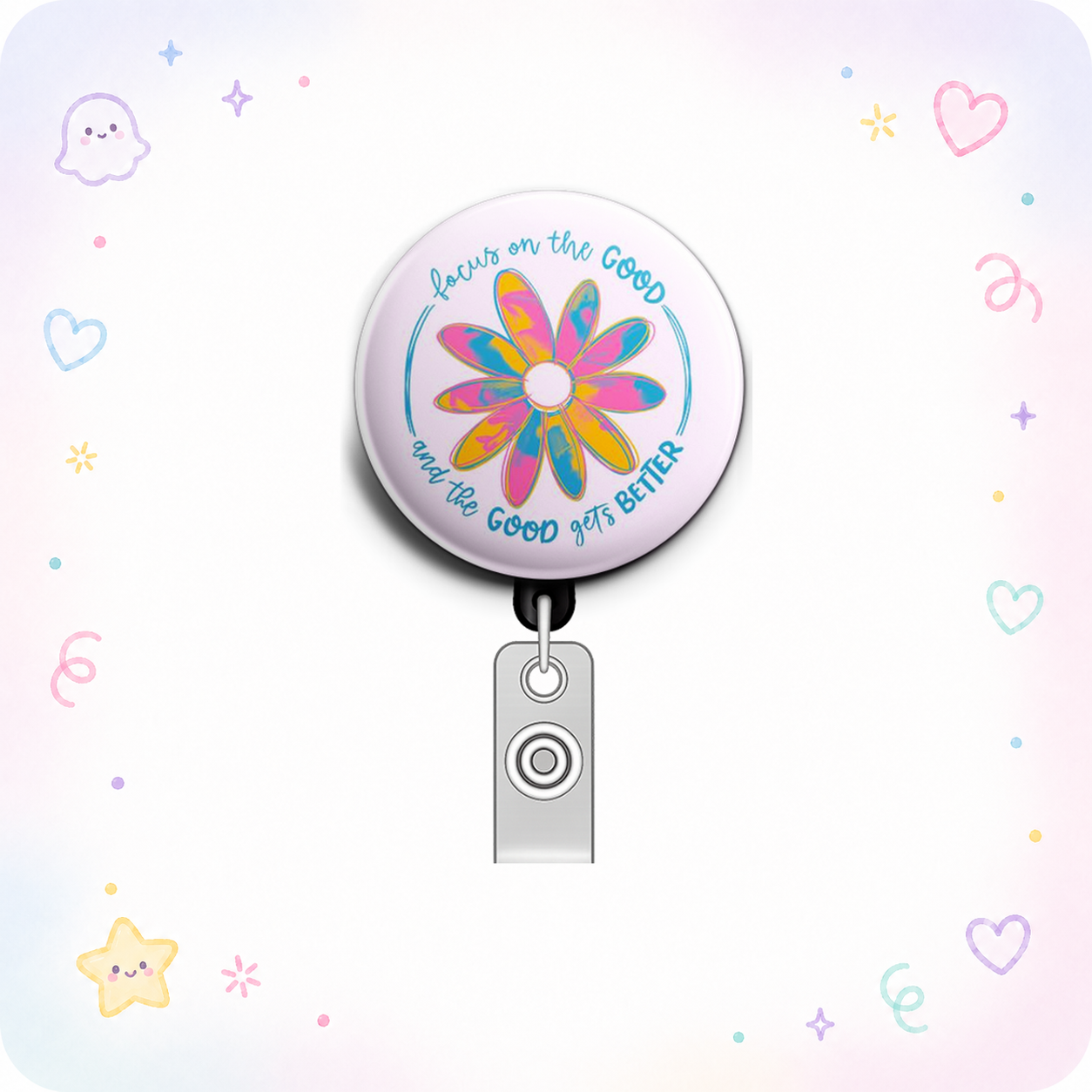 Positivity Guru Swapfinity Retractable ID Badge Reel - - Topperswap