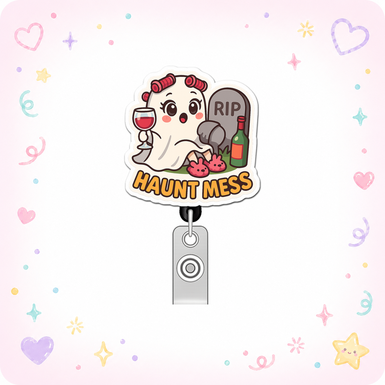 Haunt Mess Queen Pop Topper Swapfinity Retractable ID Badge Reel - - Topperswap
