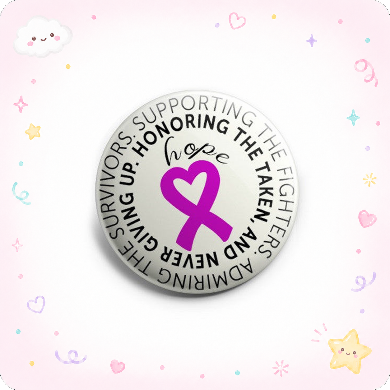 Circle Of Support Pink Ribbon Topper - - Topperswap
