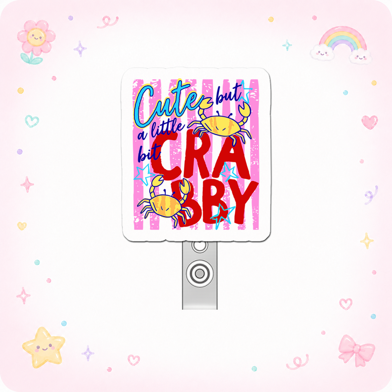 Crabby Day Warrior Pop Topper Swapfinity Retractable ID Badge Reel - - Topperswap