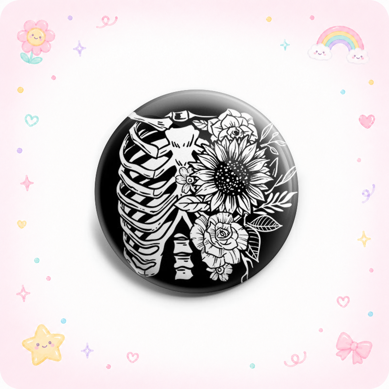 Floral Rib Cage X-Ray - Black Edition Topper - - Topperswap