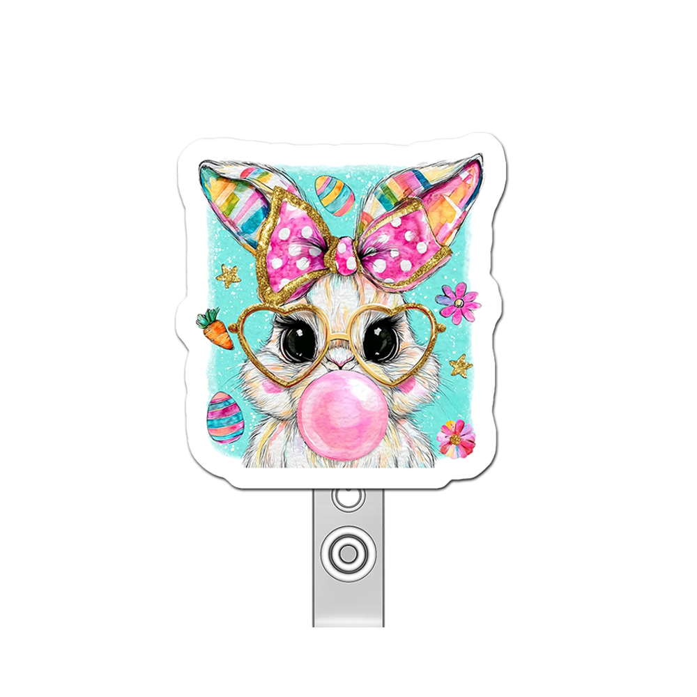 Bubblegum Bunny Boss Pop Topper Swapfinity Retractable ID Badge Reel - - Topperswap