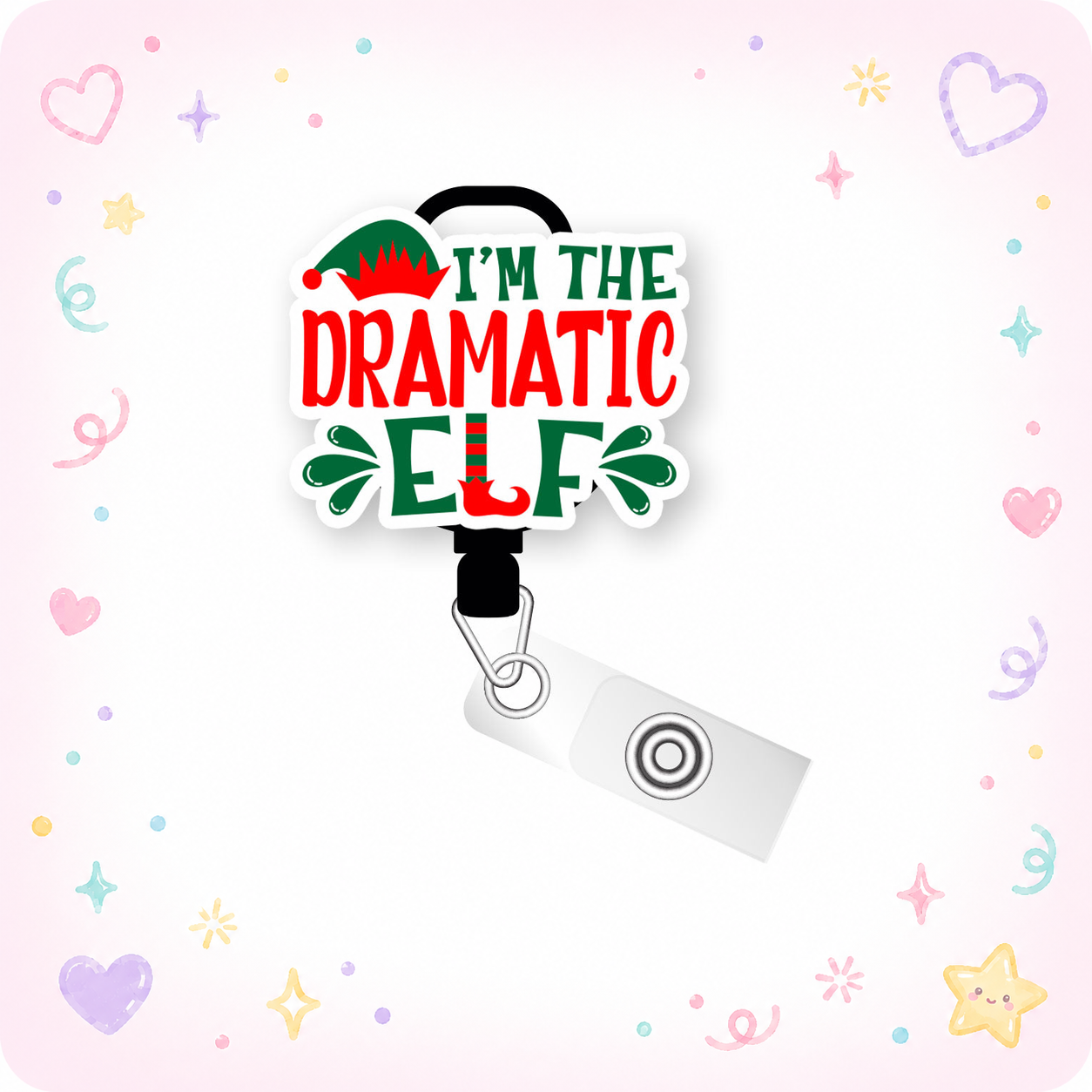 I'm The Dramatic Elf Pop Topper Swapfinity Retractable ID Badge Reel - - Topperswap