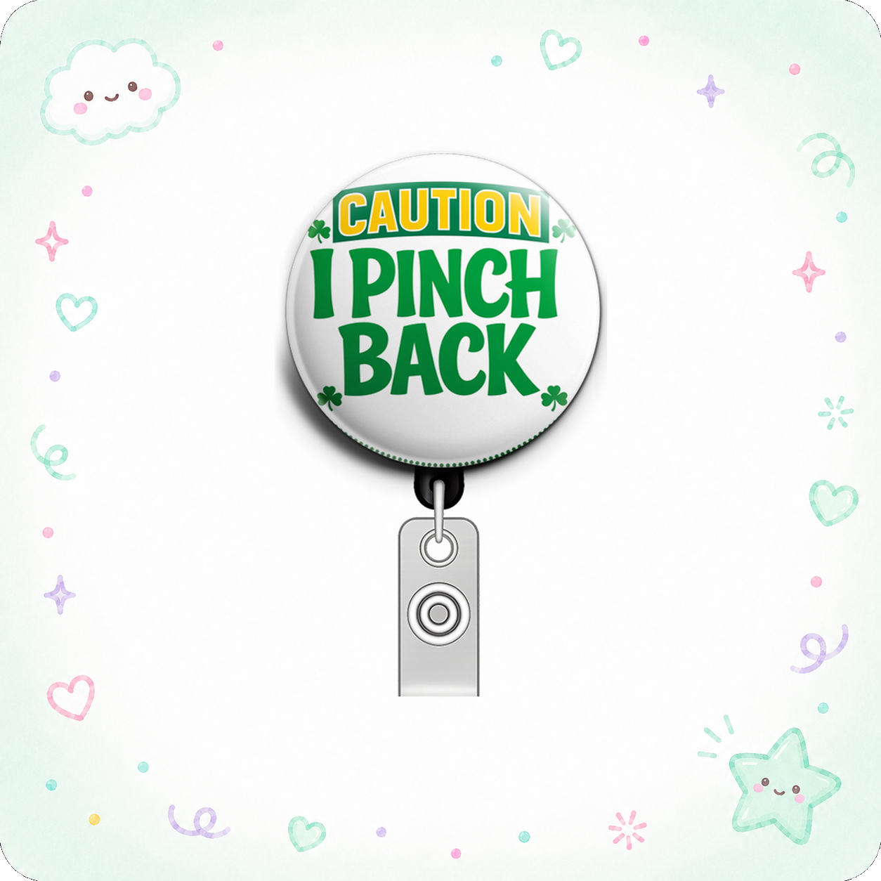 Caution I Pinch Back Swapfinity Retractable ID Badge Reel - - Topperswap