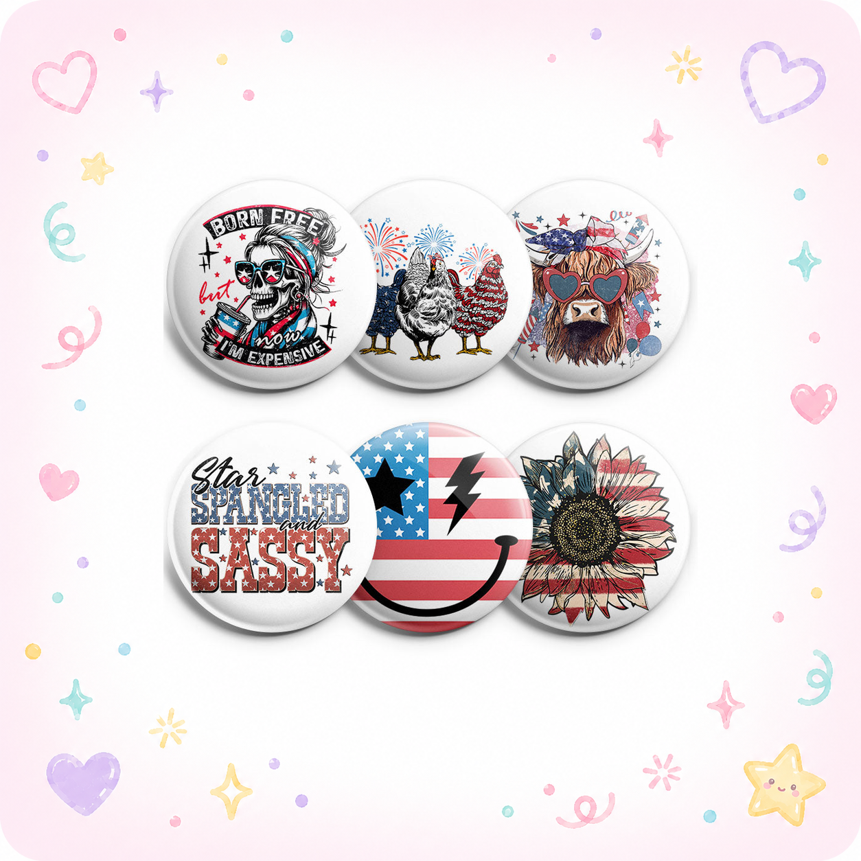 Patriotic Icons Topper 6-Pack (Save 15%) - - Topperswap