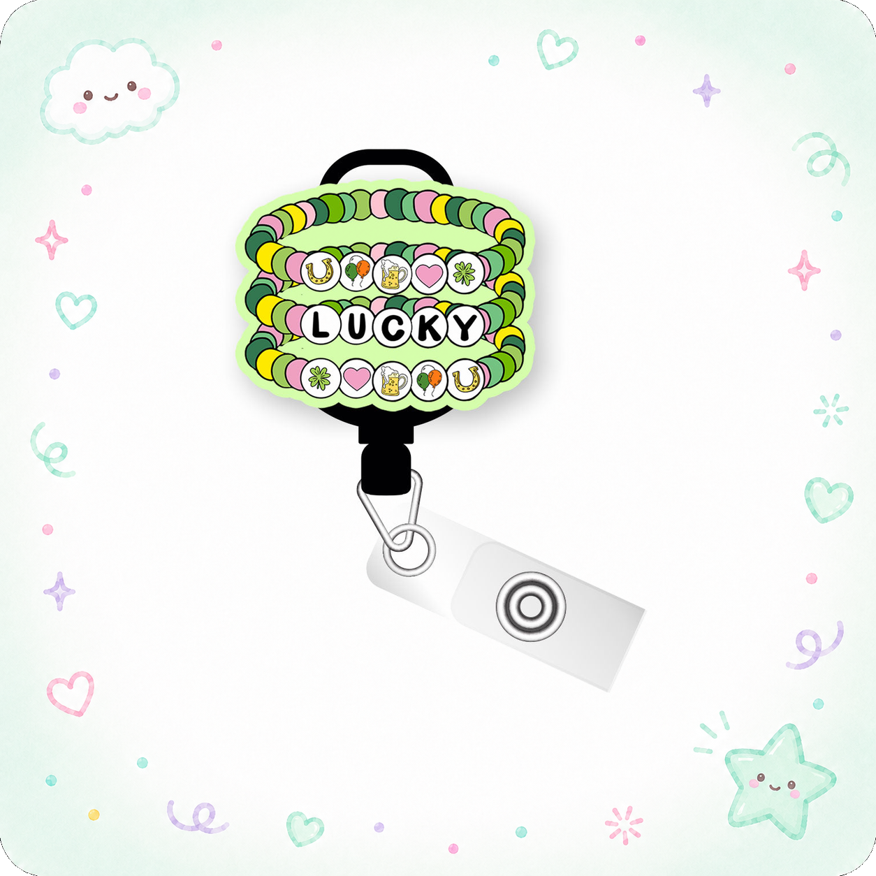 Lucky Bracelet Pop Topper Swapfinity Retractable ID Badge Reel - - Topperswap