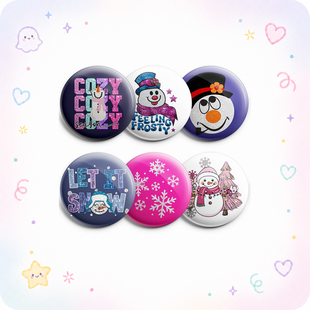 Snowflakes & Snowgirls Topper 6-Pack (Save 15%) - - Topperswap