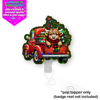 Merry Christmas Highland Cow Truck Pop Topper