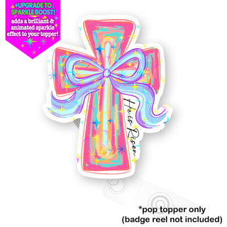 He Is Risen Watercolor Cross Pop Topper