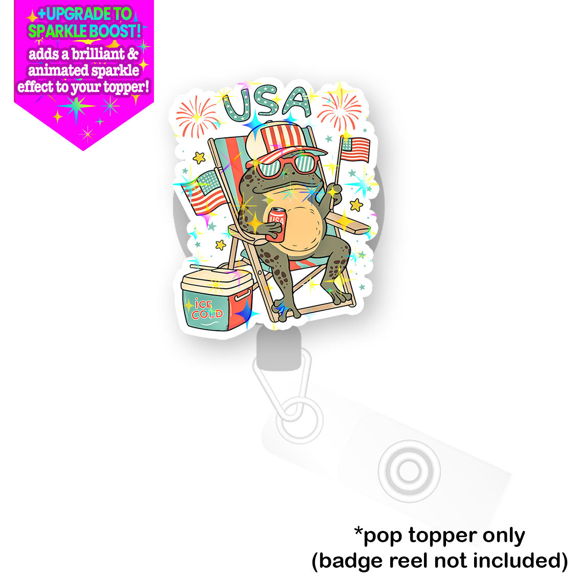 Chillin' Frog of Freedom Pop Topper - Flex - Make it Sparkle - Topperswap