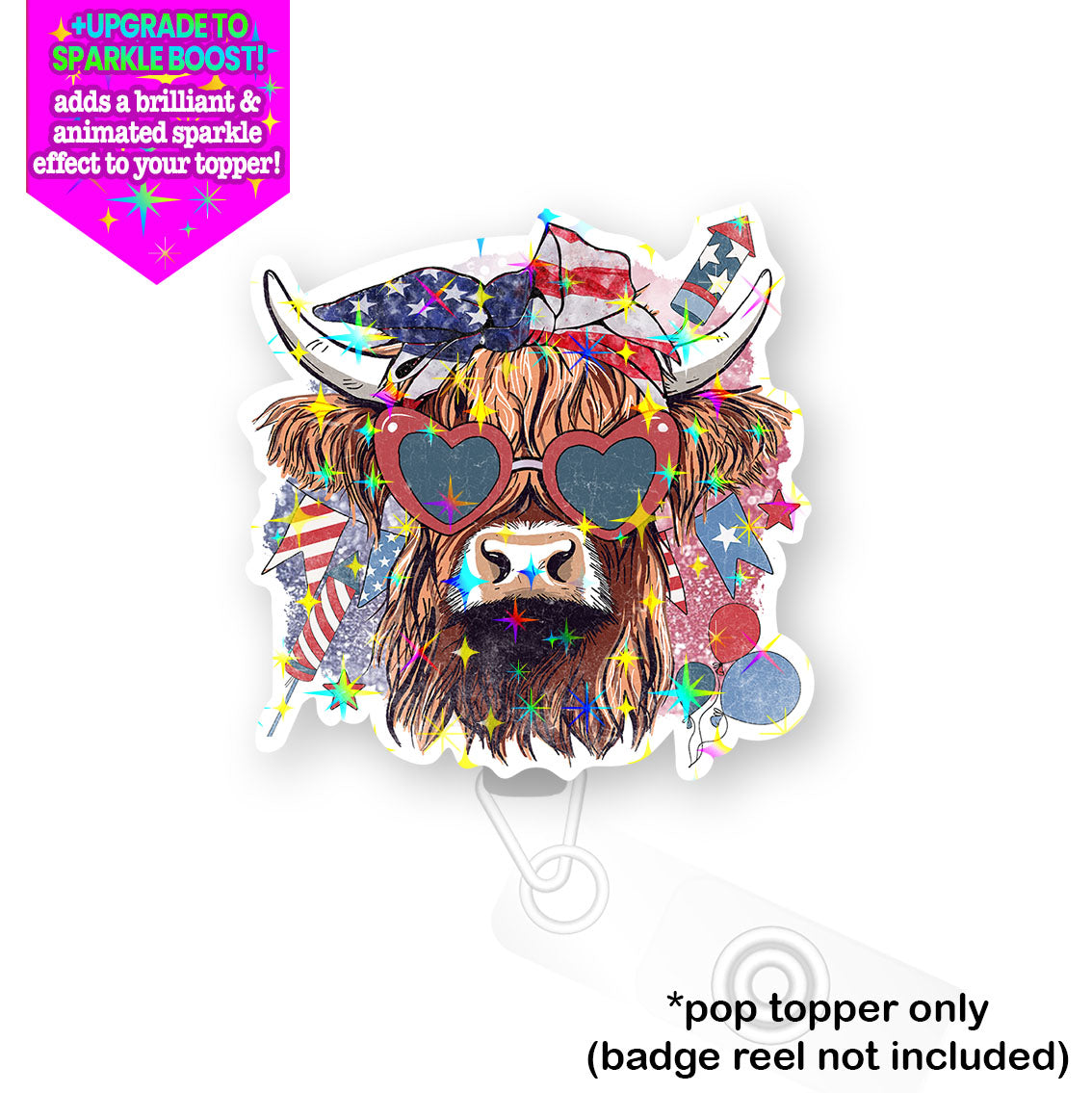 Classic Patriotic Cow Pop Topper - - Topperswap