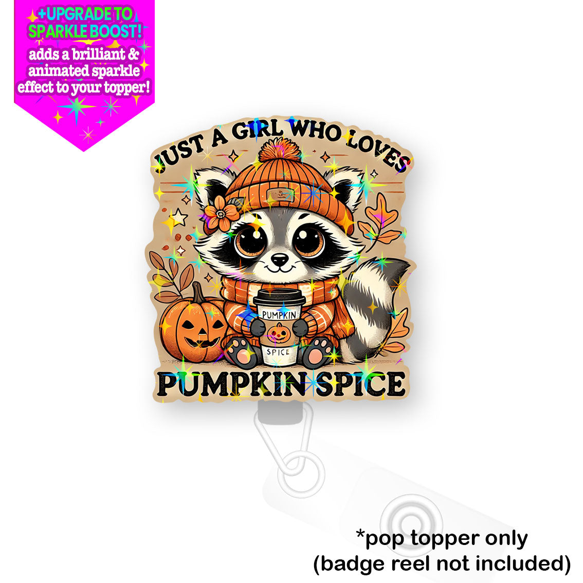 Pumpkin Spice Raccoon Pop Topper - - Topperswap