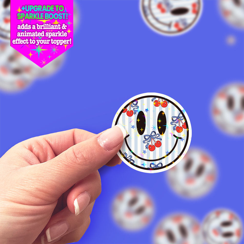 Cherry Bomb Smiley Sticker - Make it Sparkle - Topperswap