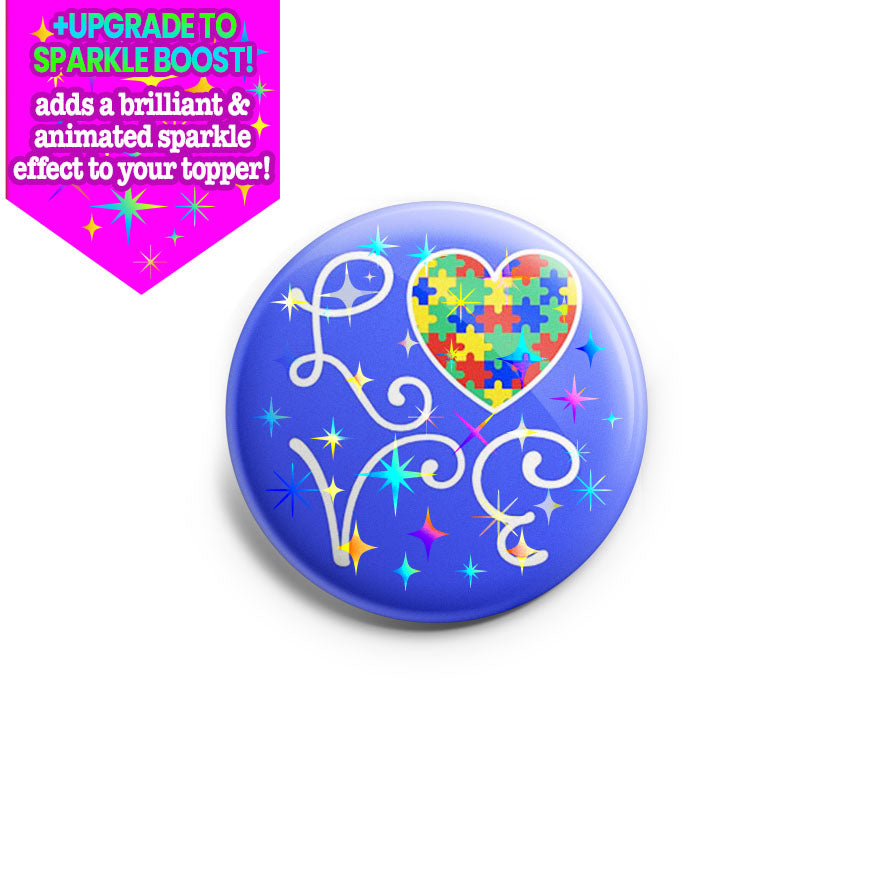 Autism Heart LOVE Symbol Topper - Make it Sparkle - Topperswap