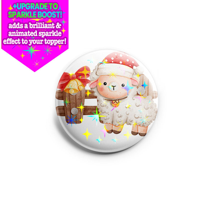 Polka-Dot Santa Sheep Topper - Make it Sparkle! - Topperswap