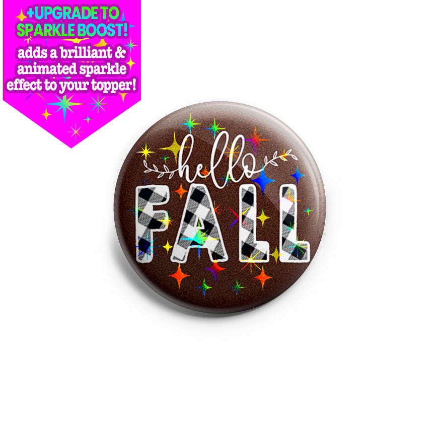 Hello Fall White Buffalo Plaid Topper - Vault - - Topperswap