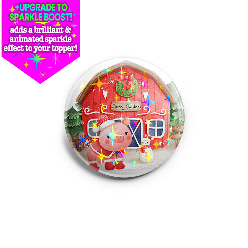 Festive Farm Pig Topper - Make it Sparkle! - Topperswap