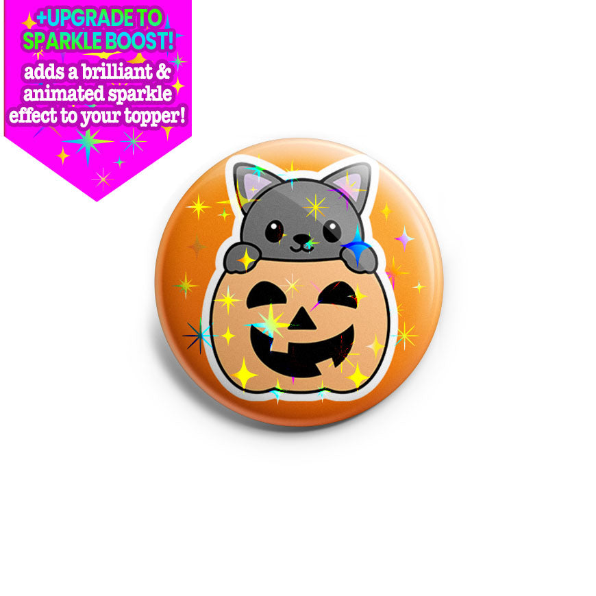 Pumpkin Peek-a-Boo Cat Topper - - Topperswap