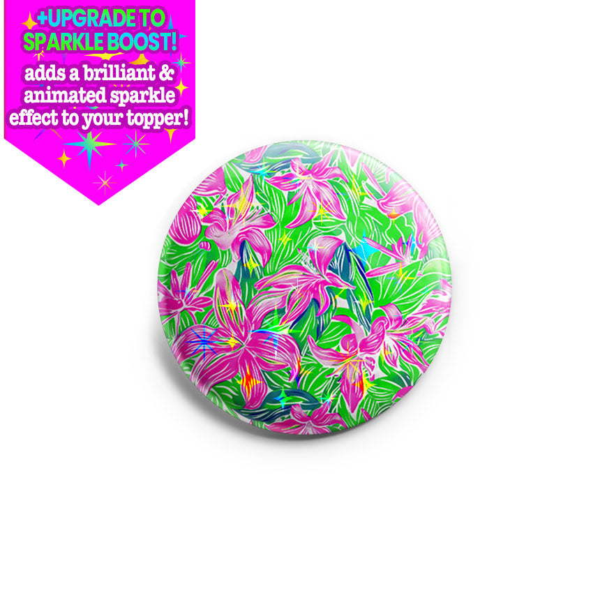 Pink Green Splash Florals Topper - - Topperswap