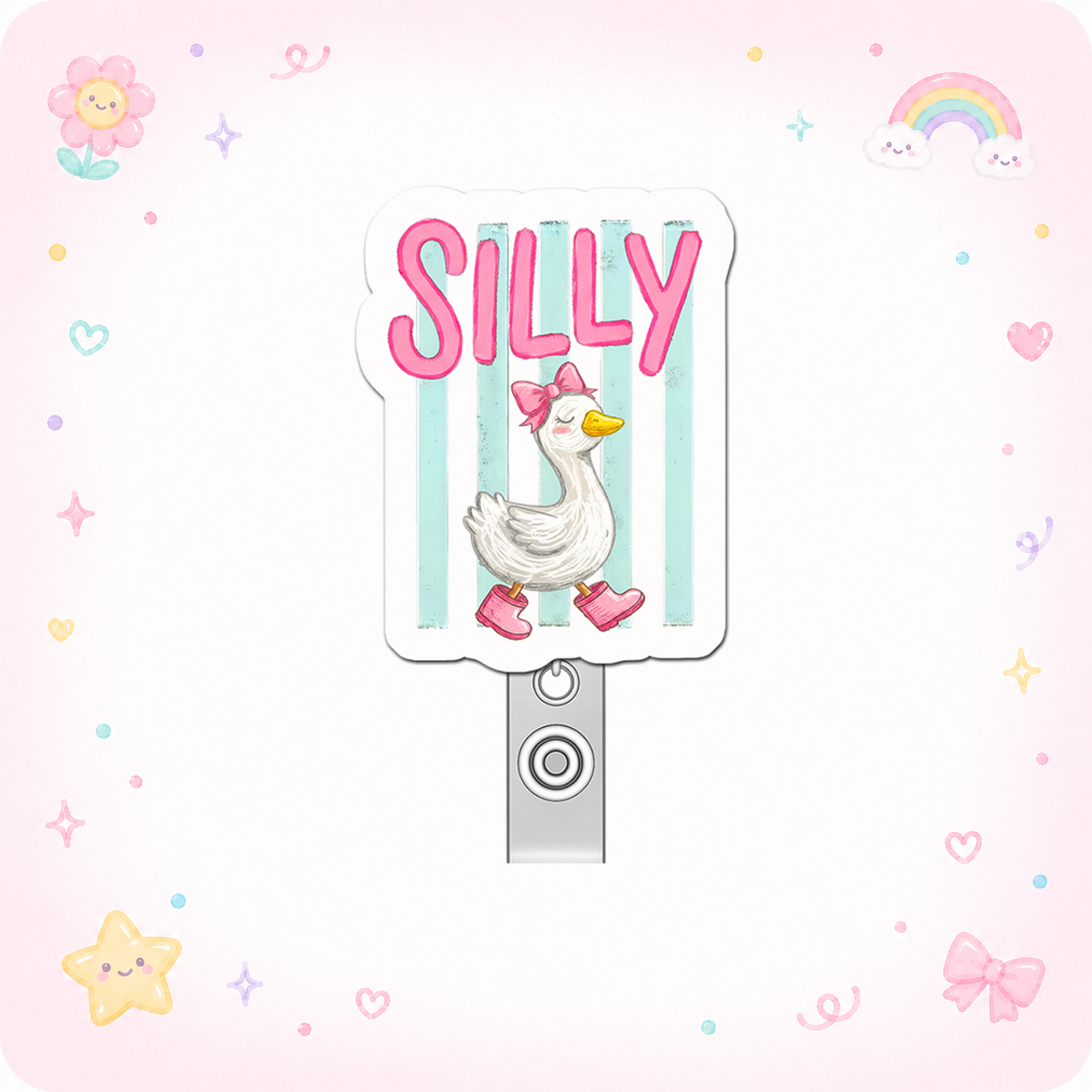 Silly Goose Guru Pop Topper Swapfinity Retractable ID Badge Reel - - Topperswap