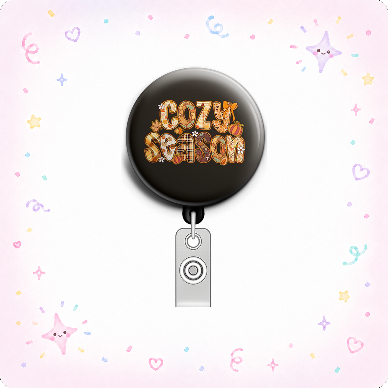 Pumpkin Spice Swapfinity Retractable ID Badge Reel - - Topperswap
