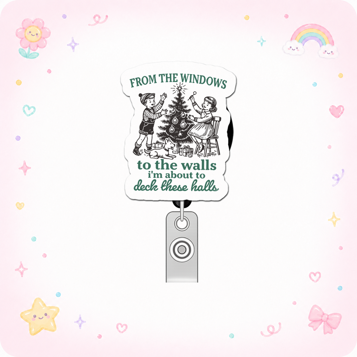 Holiday Hall-Decking Boss Pop Topper Swapfinity Retractable ID Badge Reel - - Topperswap