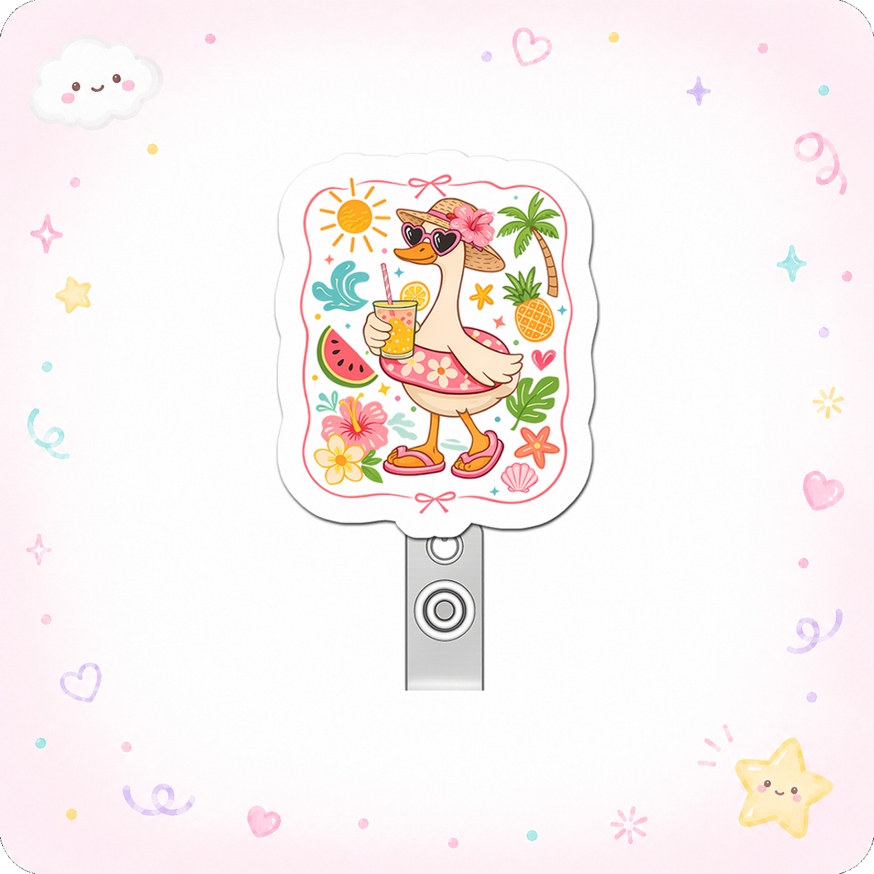Tropical Vibes Guru Pop Topper Swapfinity Retractable ID Badge Reel - - Topperswap