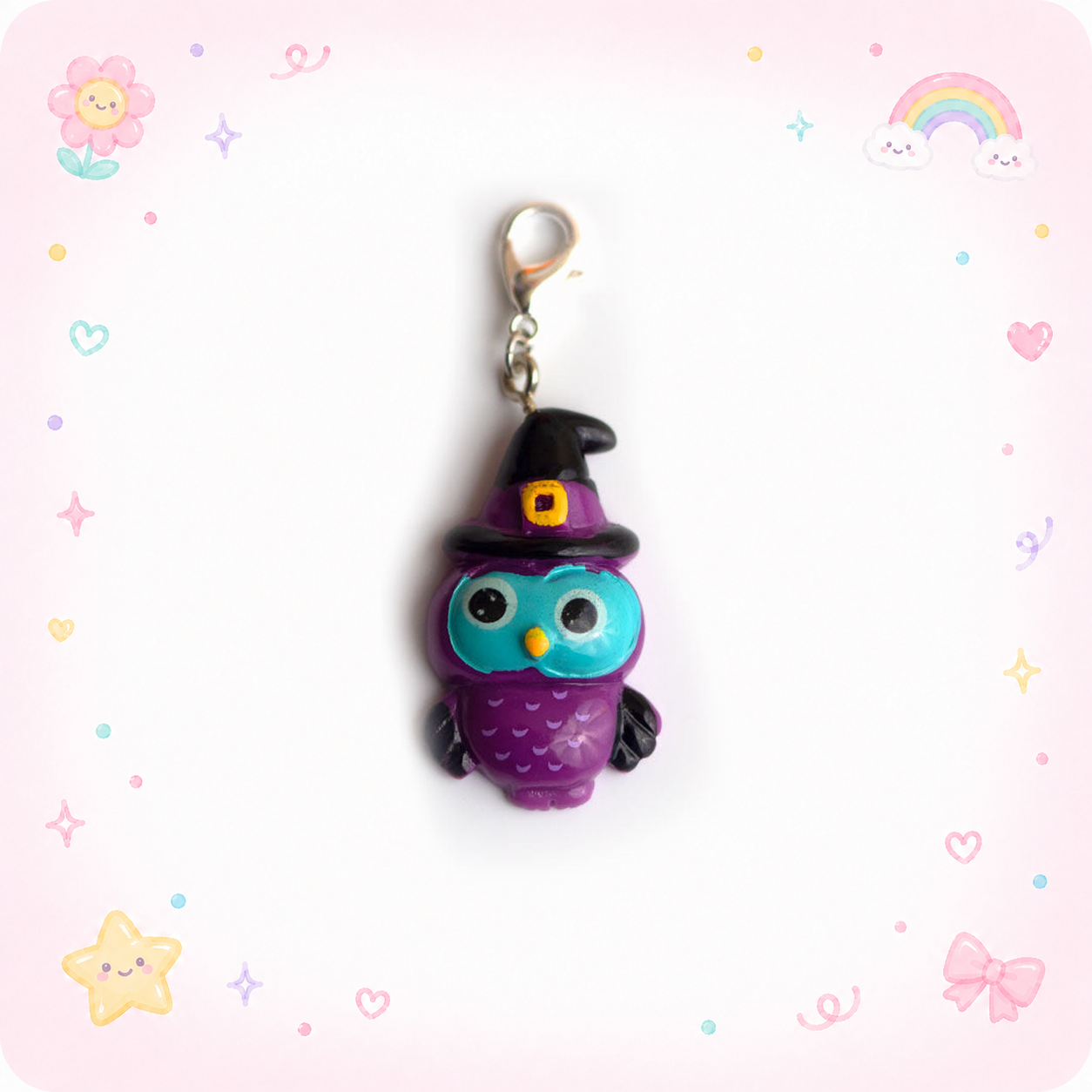 Cute Witch Owl Charm Badge Reel Add-on - - Topperswap