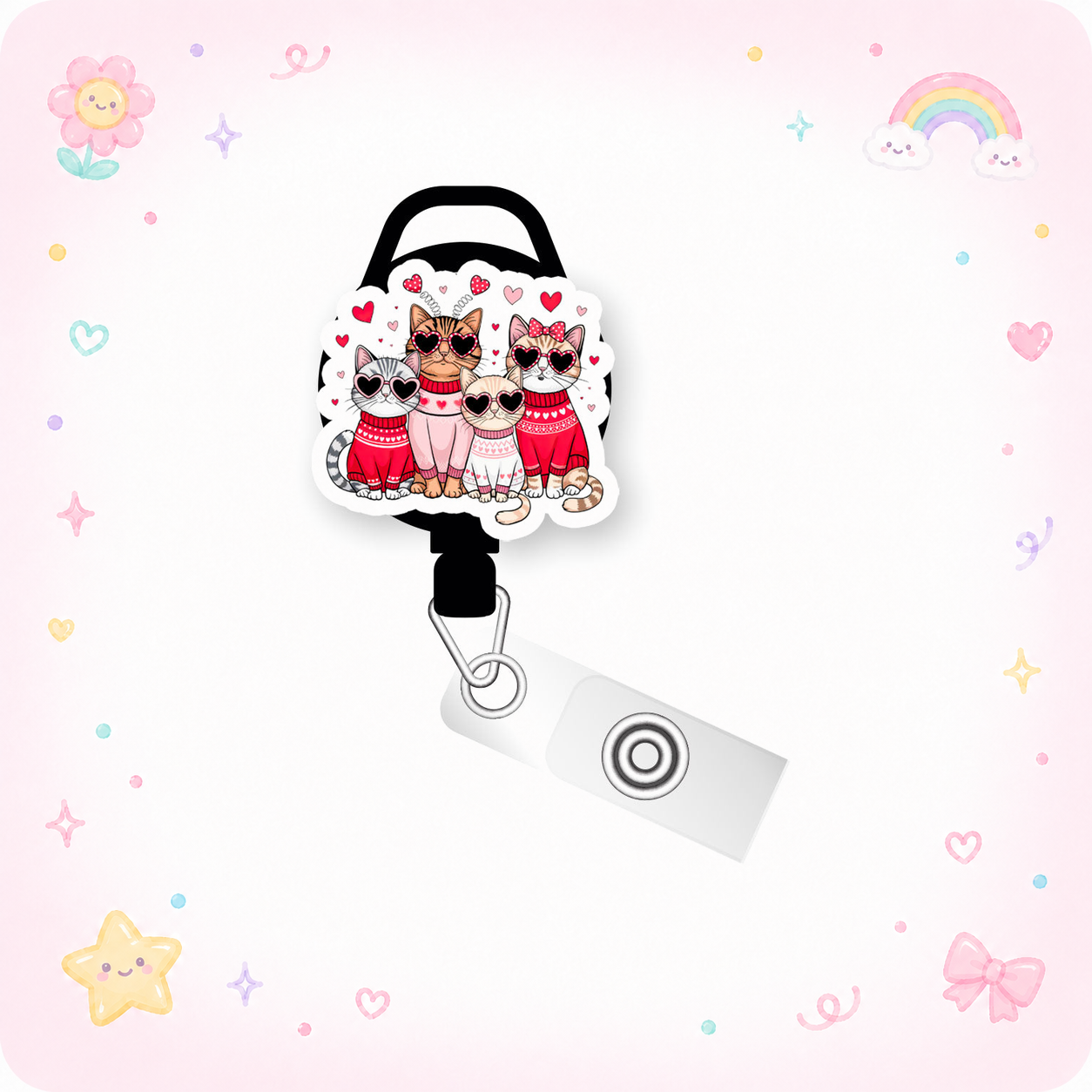 Purr-fectly in Love Pop Topper Swapfinity Retractable ID Badge Reel - - Topperswap