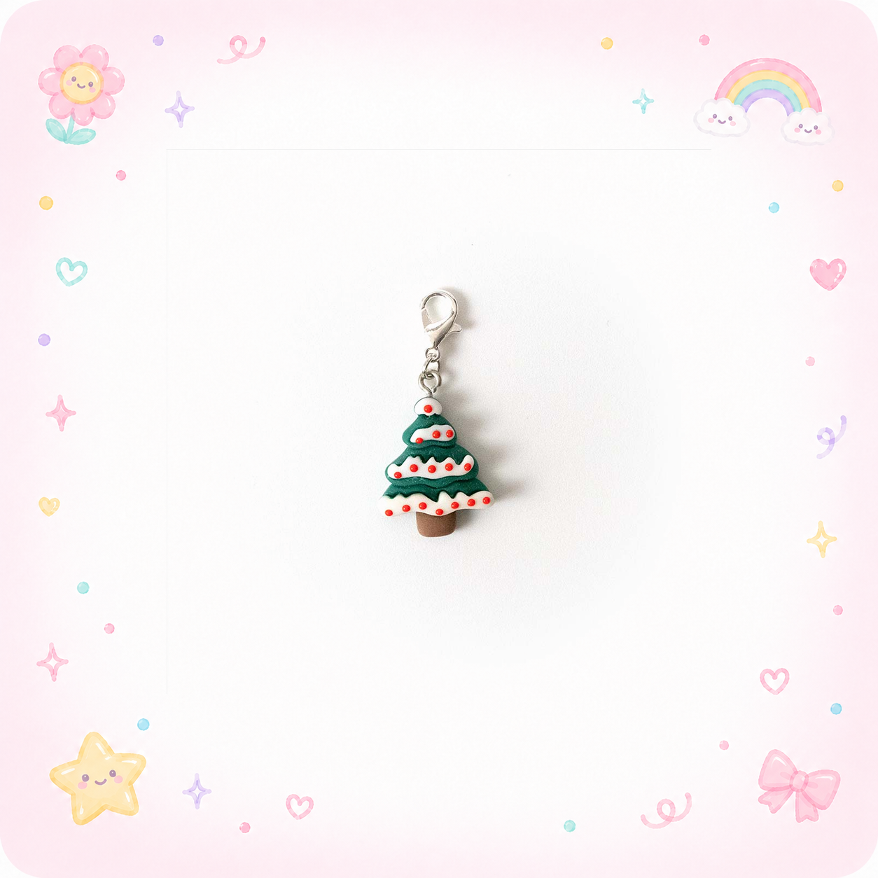 Snowy Christmas Tree Charm Badge Reel Add-on - - Topperswap