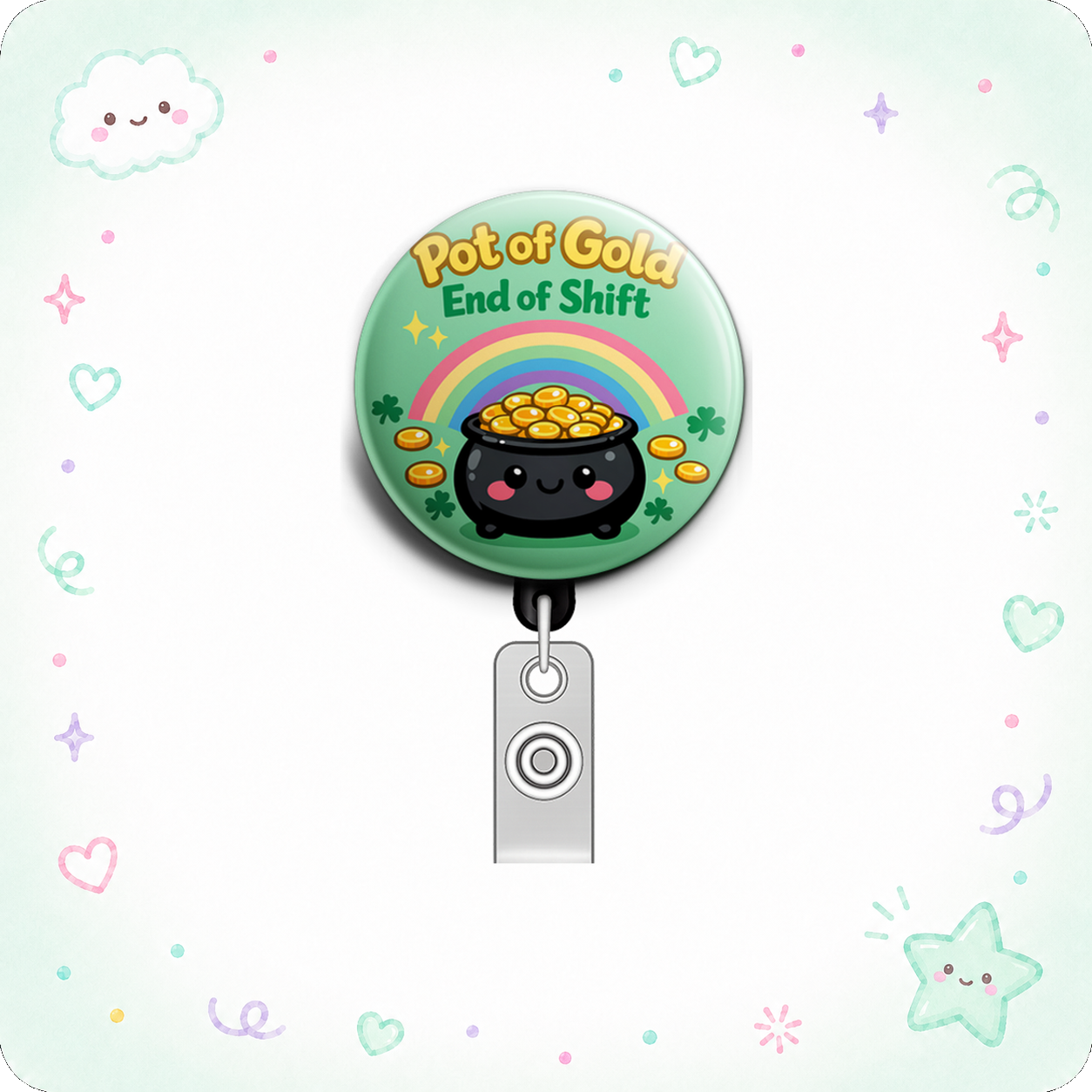 Pot of Gold End of Shift 🌈🪙 Swapfinity Retractable ID Badge Reel - - Topperswap