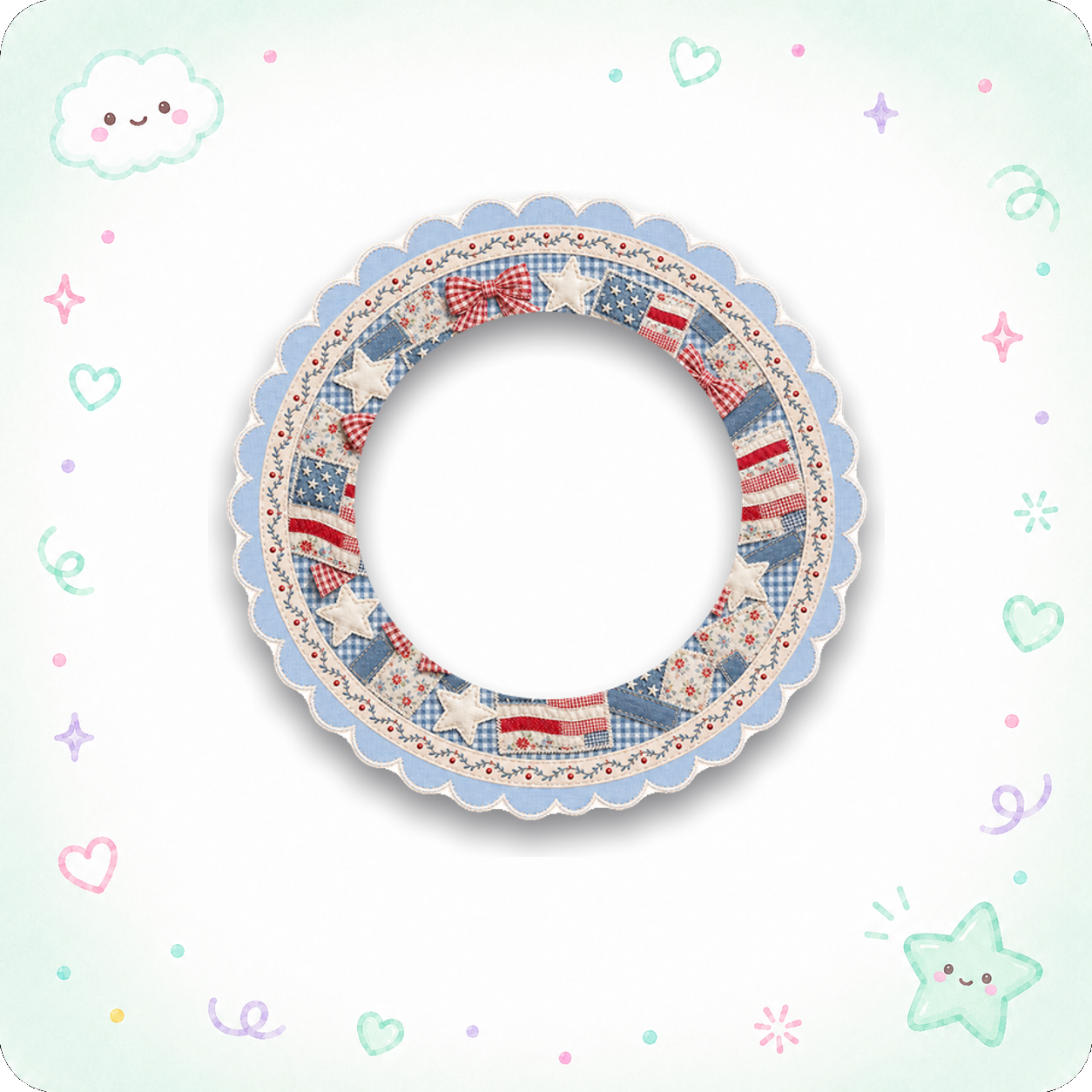 patchwork American flag Swapper Frame - - Topperswap