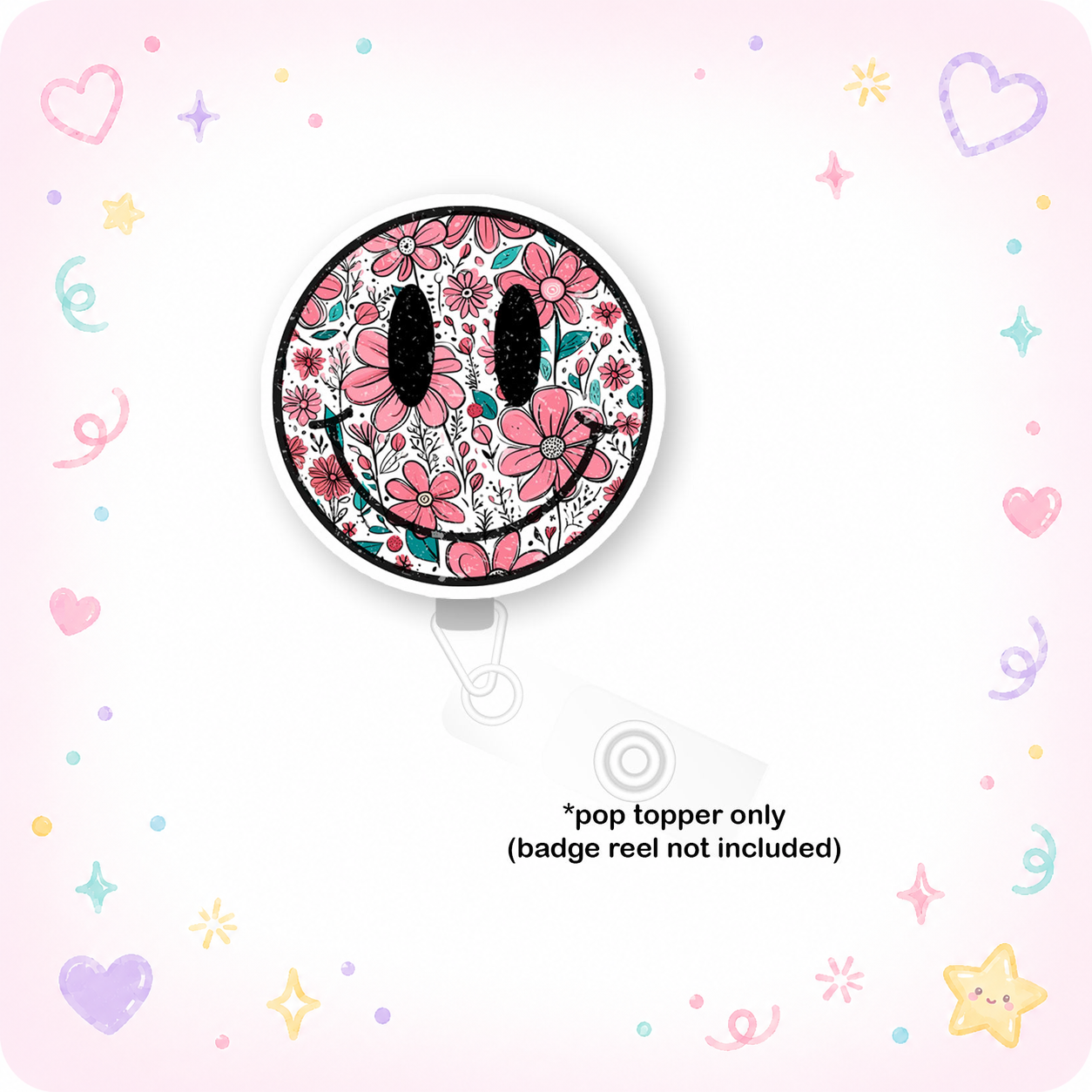 Floral Smiley Pop Topper - - Topperswap