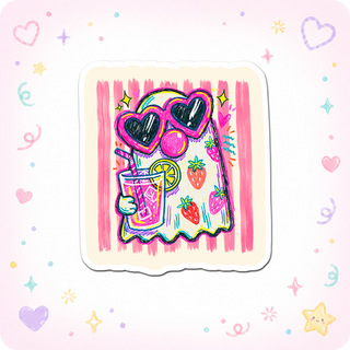 Strawberry Sippin' Specter Sticker