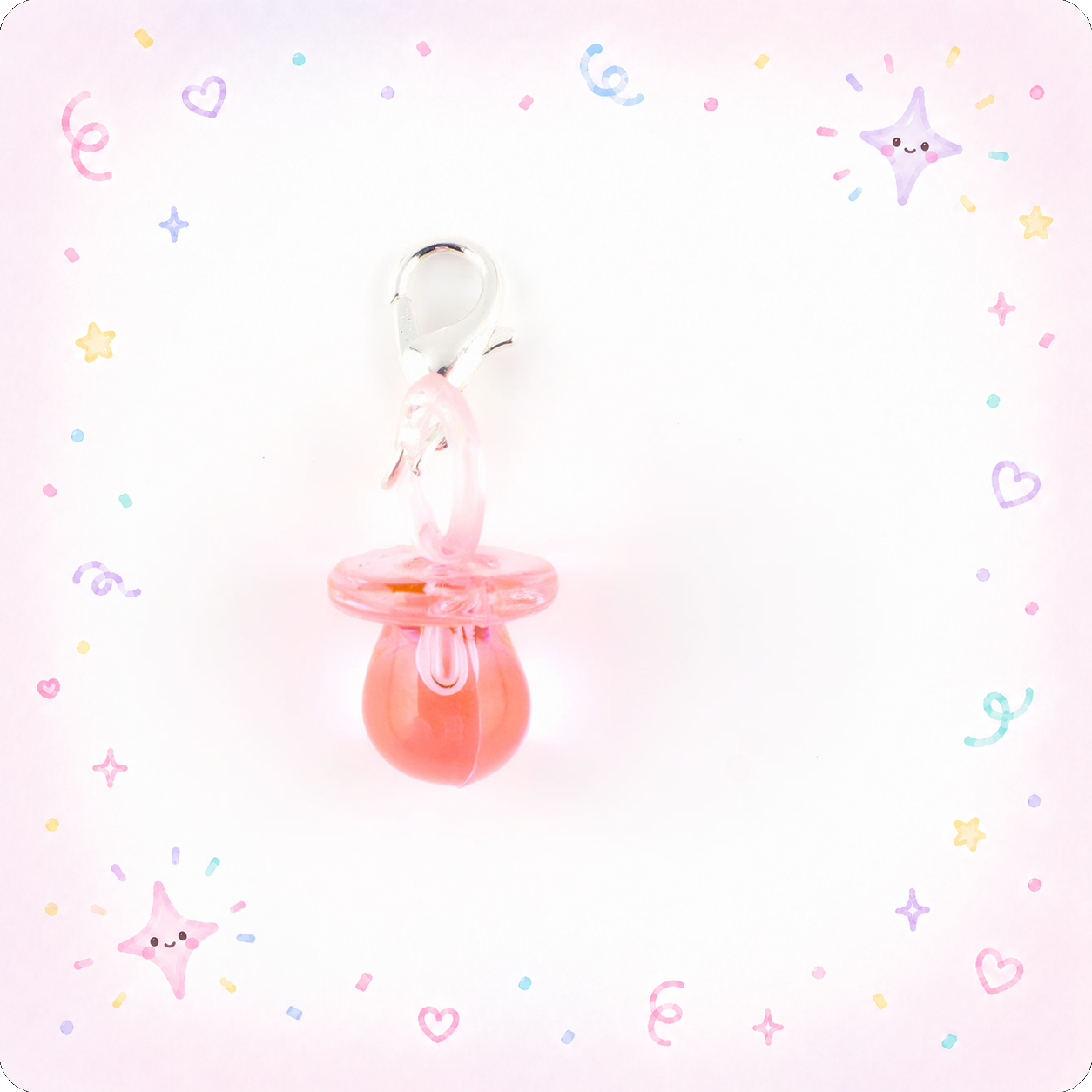 Pink Pacifier Charm Swapfinity Badge Reel Add-on - - Topperswap