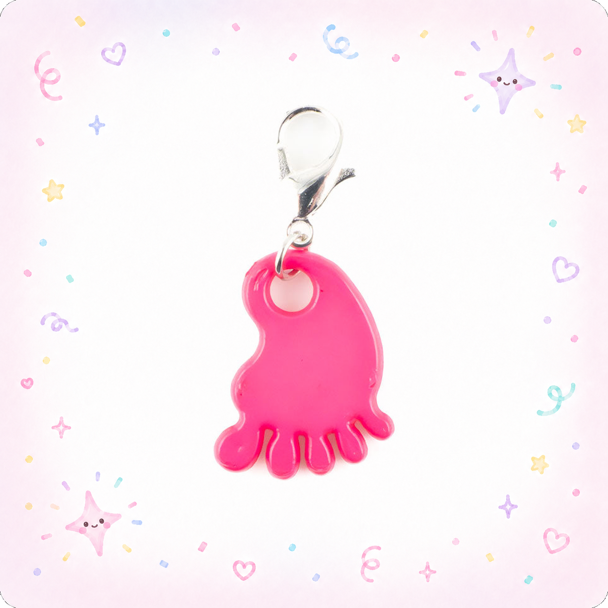 Hot Pink Baby Foot Charm Swapfinity Badge Reel Add-on - - Topperswap