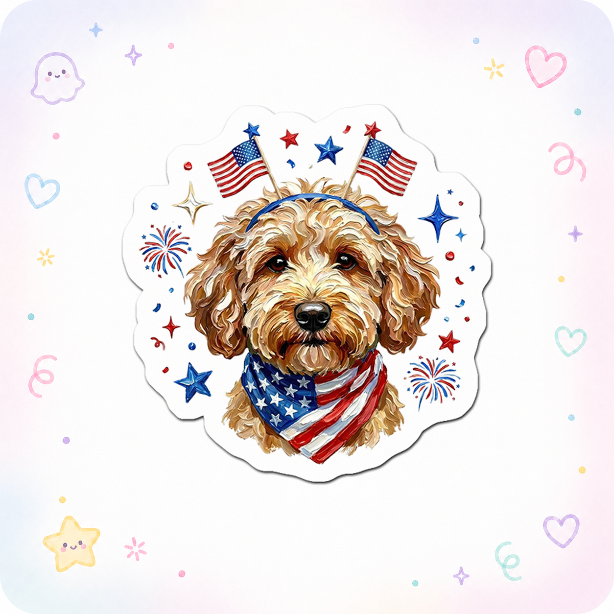 Patriotic Pooch Party Sticker - - Topperswap