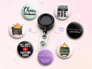 Badge Reel Starter Kit — 1 Reel + 7 Swap-On Toppers
