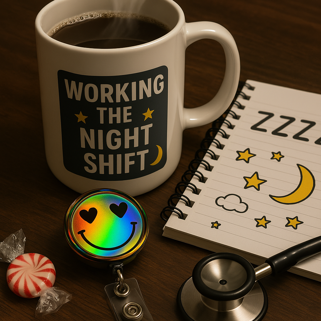 Holographic Heart-Eye Smile Face Topper Swapfinity Retractable ID Badge Reel - - Topperswap