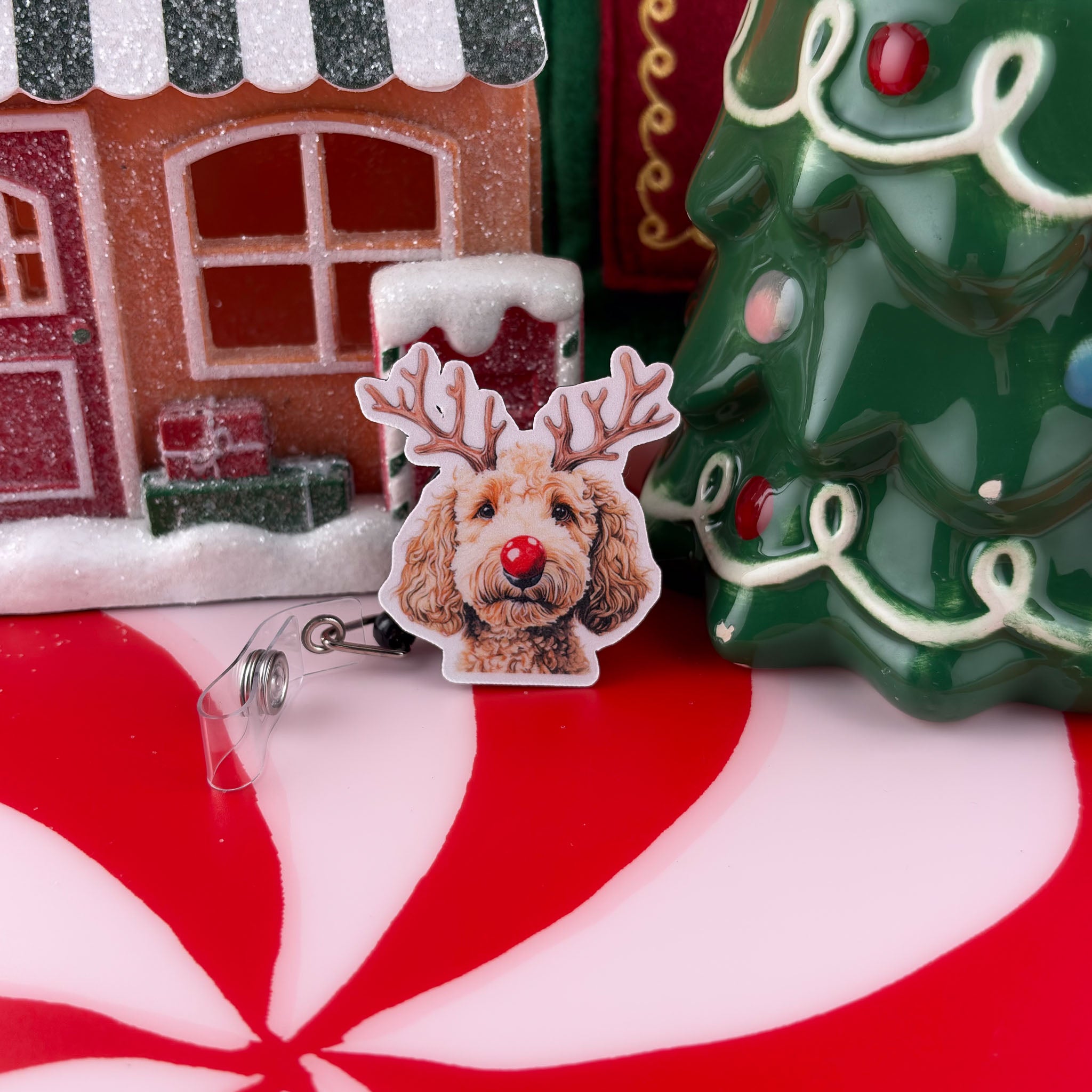 Rudolph's Doodle Delight Pop Topper Swapfinity Retractable ID Badge Reel - - Topperswap