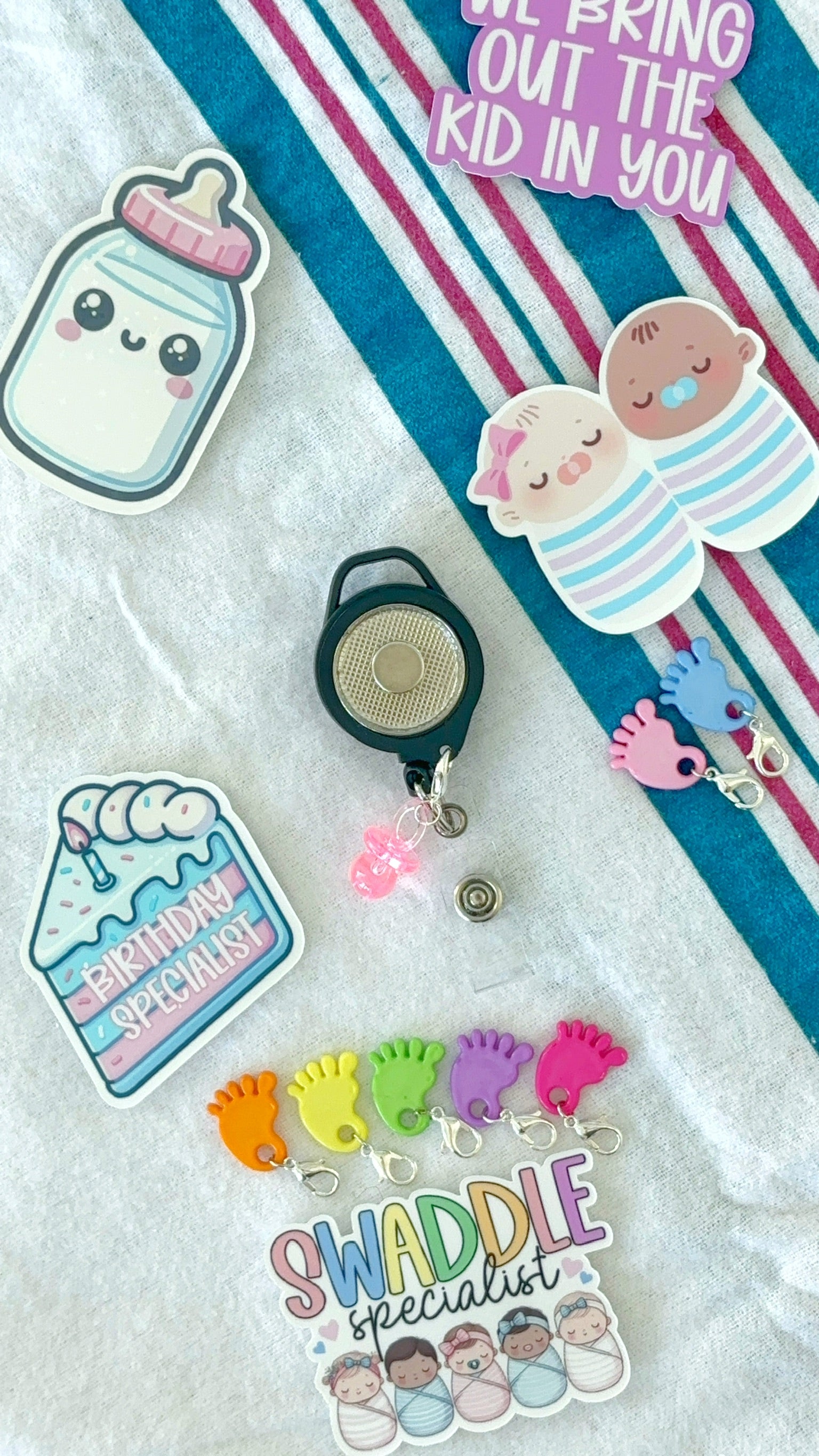 Blue Baby Foot Charm Swapfinity Badge Reel Add-on - - Topperswap